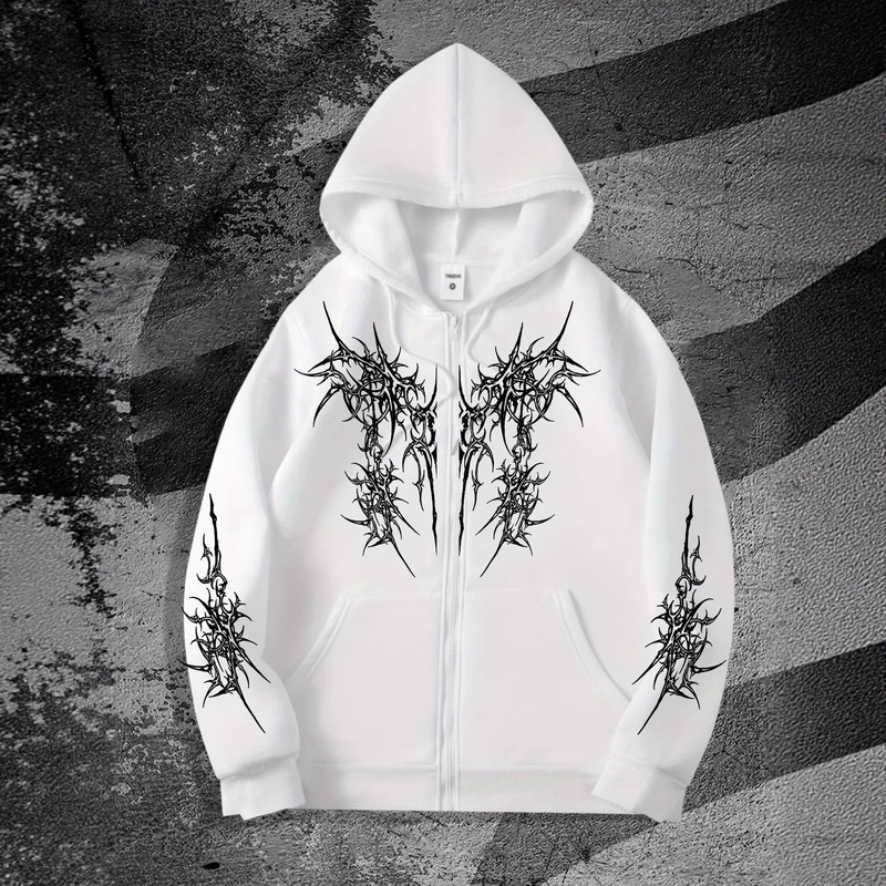 Ca Men's Gothic Dark Style Printed Zip-Up Hoodie Is Suitable for Casual Occasions and Is a Fashionable Street Trend Ca Men's Gothic Dark Style Printed Zip-Up Hoodie Is Suitable for Casual Occasions and Is a Fashionable Street Trend