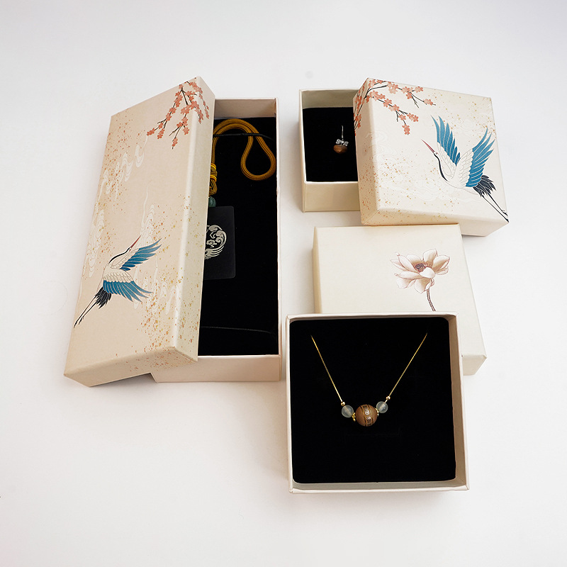 中国风纸质手把件项链耳饰木梳吊坠车挂手串盒【单拍不发】