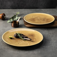 潮州工厂批发窑变釉陶瓷西餐楼面摆盘餐具酒店商用牛排盘子直身碟