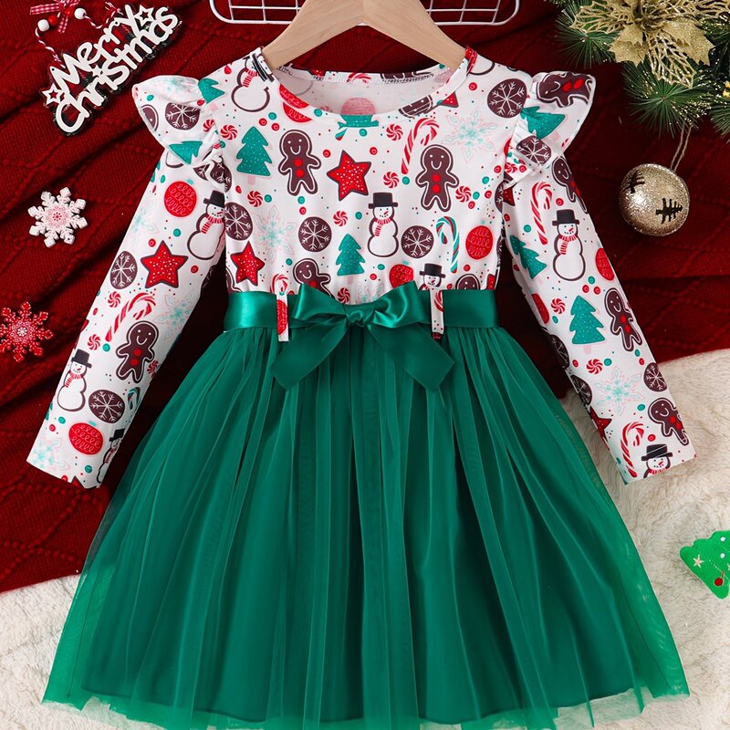Christmas tree with snowflake pattern girl Saint knit dress|undefined
