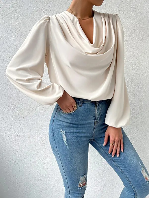 Women's Blouse Long Sleeve Blouses Pleated Fashion Solid Color display picture 1