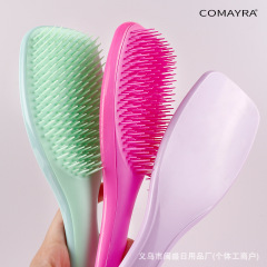 ロングハンドルプリンセスヘアカーリングコーム、もつれ防止ヘアスムージングマッサージコーム、スマートポータブルふわふわスタイリングエアクッションコーム