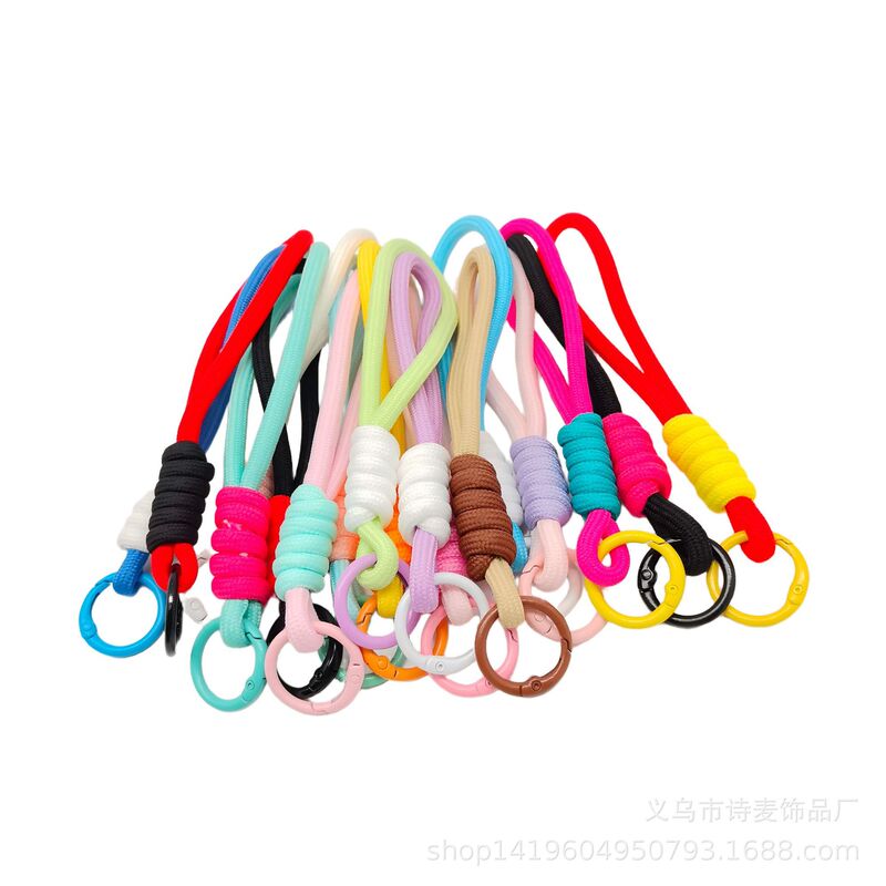 Color-Blocked Knotted Phone Lanyard, Creative Short Handmade DIY Woven Rope Keychain, Detachable Anti-Loss Hanging Rope Color-Blocked Knotted Phone Lanyard, Creative Short Handmade DIY Woven Rope Keychain, Detachable Anti-Loss Hanging Rope