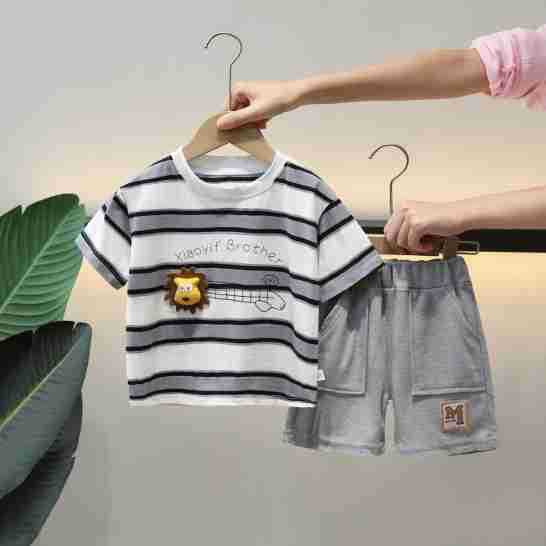 婴儿衣服夏季洋气可爱6卡通7短袖8分体9套装10个月一岁男宝宝夏装
