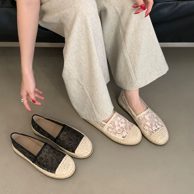 Летние женские шлепанцы из дышащей соломки с кружевными вставками, модель 2025 года, новые, удобные, без застежек, полусандалии.