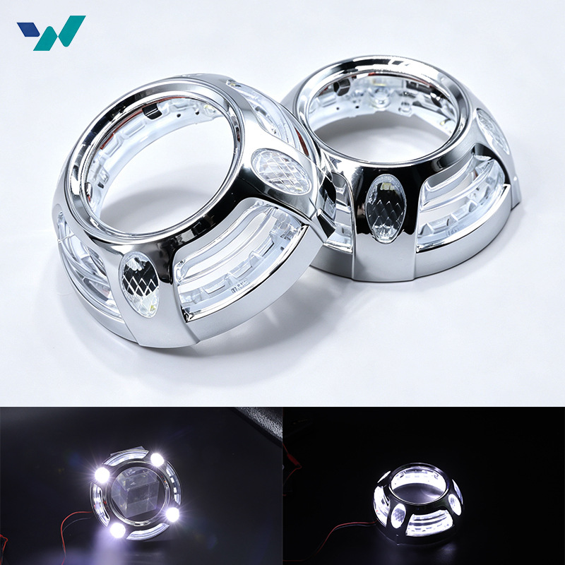 3inch CH51 screw-on integrated cover car headlight lens decorative cover modified white turn signal function colorful RGB