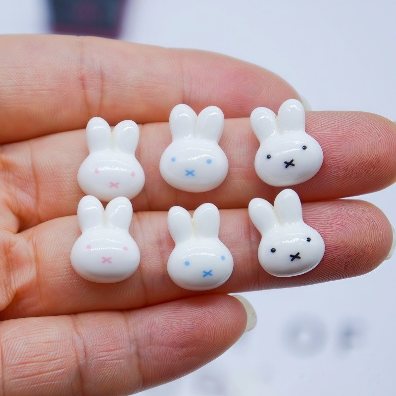 Miffy adorable cabeza de conejo resina de manicura accesorios hechos a mano pegamento crema diy clip para el cabello accesorios para el cabello con cáscara de teléfono móvil agujero zapatos agujero image 5