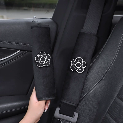 Seat belt shoulder pad – Couple - a-pair-of-short-plush-shoulder-pads-camellia