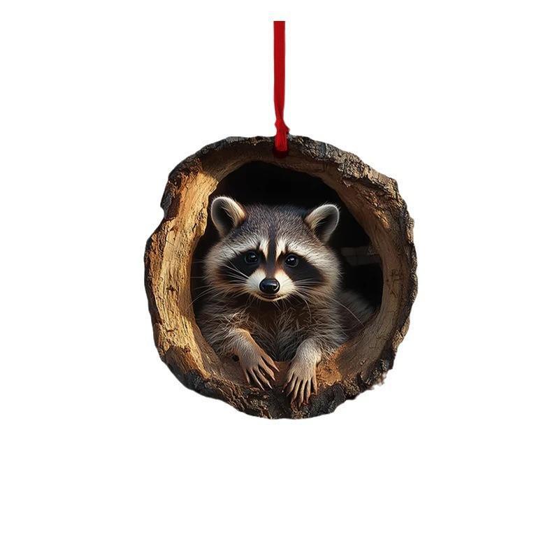 Nuevos búhos transfronterizos, osos, adornos de Navidad, colgantes de árbol de Navidad, colgantes de acrílico de impresión plana 2D
