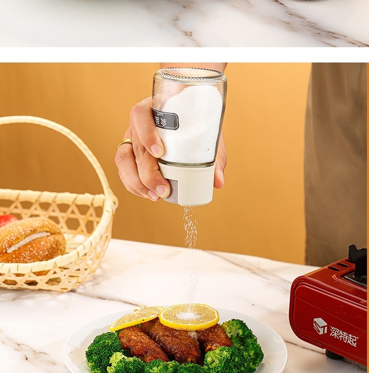Glass Seasoning Shaker Jar Set 4 Pack Hexagonal Salt Pepper Spice Dispenser Modern Kitchen Storage preparation