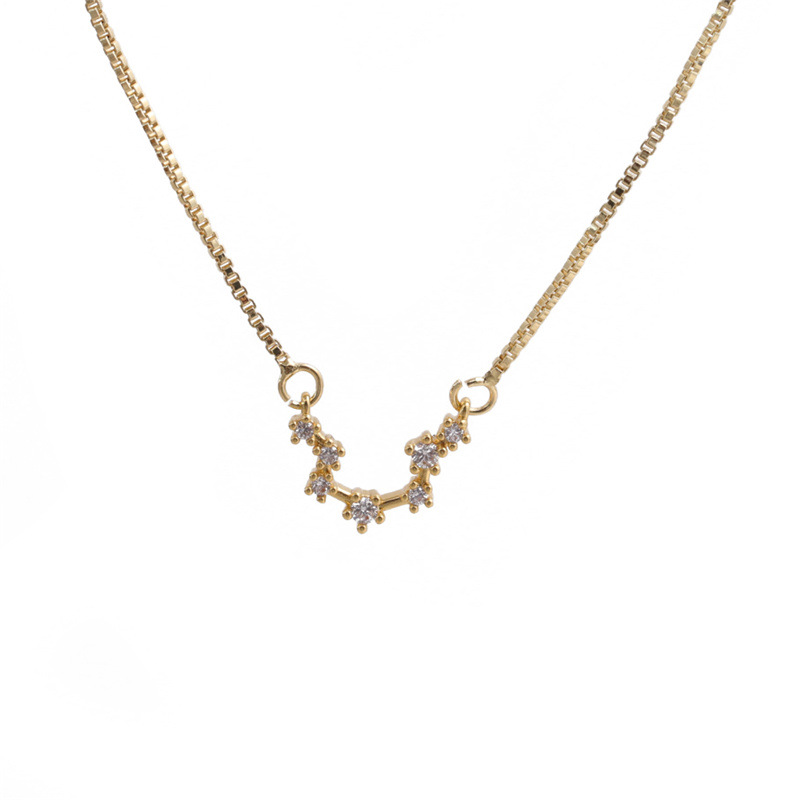 simple golden zircon constellation shape pendant necklacepicture9