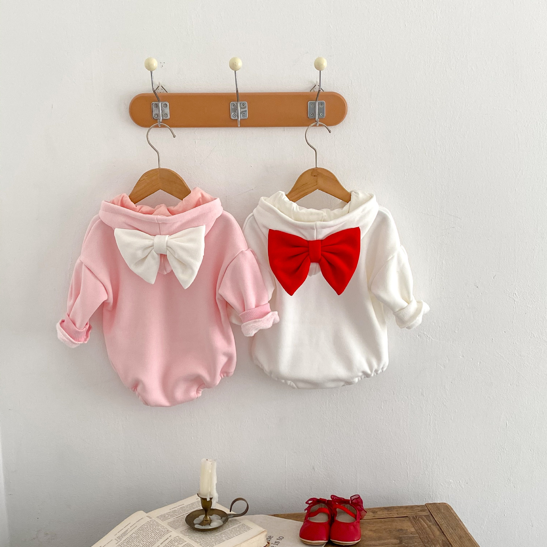 Mono con capucha para bebé con estampado de mariposas de invierno, ropa de escalada con forro polar grueso._voghion.com