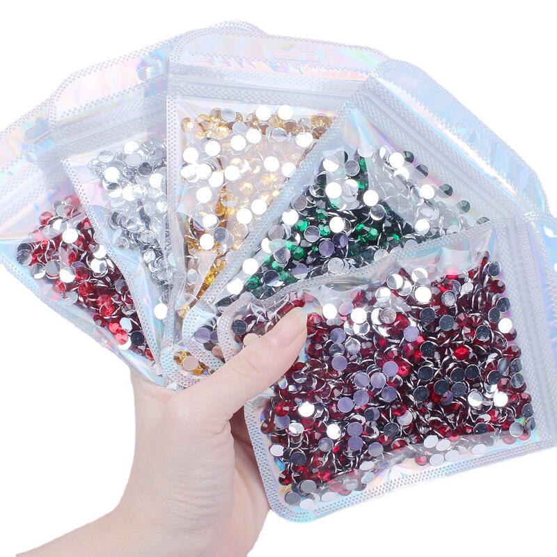 Strictly selected color resin drill multi-color optional shiny flat bottom drill 2mm-6mm package DIY nail art hair accessories