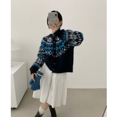 软糯费尔岛毛衣外套女2025秋冬新款高级感慵懒风宽松针织开衫上衣