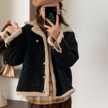 羊羔毛牛仔外套女冬季休闲宽松短款小个子上衣毛绒保暖百搭加绒