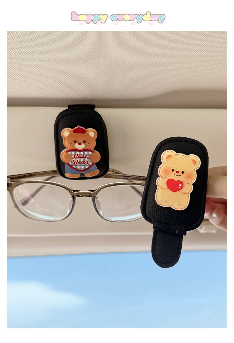 Cute Kt Cat Car Glasses Holder, Car Sun Visor Multifunctional Sunglasses Holder, Sunglasses Card and Receipt Holder