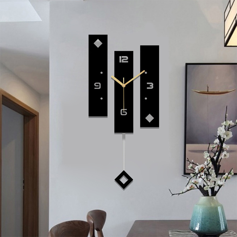 Swing Wall Clock Simple Acrylic Wall Clock Wall Clock Living Room Mirror Swing Clock Creative Cross Border Clock