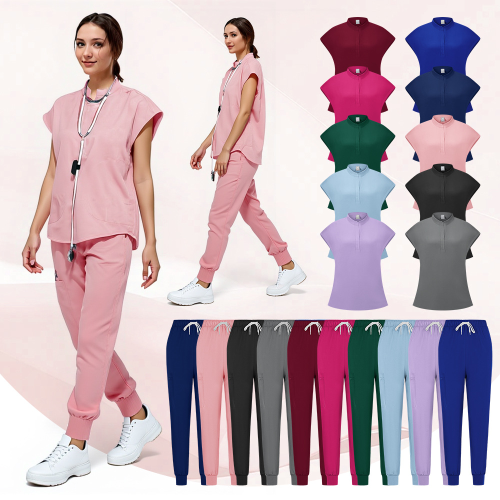 亚马逊手术室短袖洗手服女上衣短T工作服护士手术师隔离衣工作服