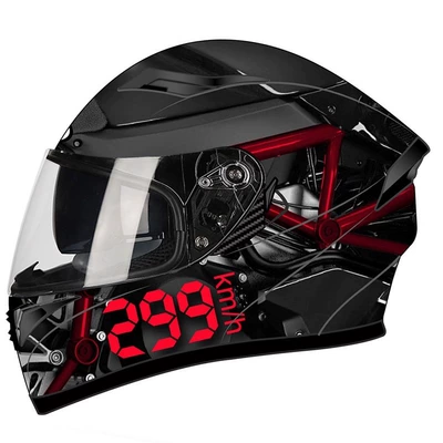 Motosiklet kaskı (dəbilqə) – Ais Full-Face Helmet Cool Electric - red-quickly-with-transparent-m
