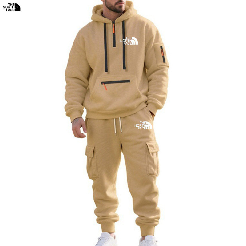2025 Winter Fleece-Lined Suit for Men, Winter Fleece-Lined European Size Men's Cross-Border Foreign Trade Multi-Pocket Workwear Pants Suit for Men