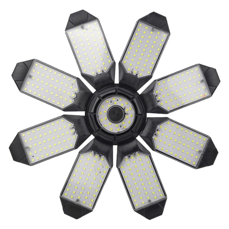 Трансграничный светодиодный складной гаражный свет 8 + 1 деформация листьев Свет промышленного шахтера завод освещения склад свет мастерской свет питания