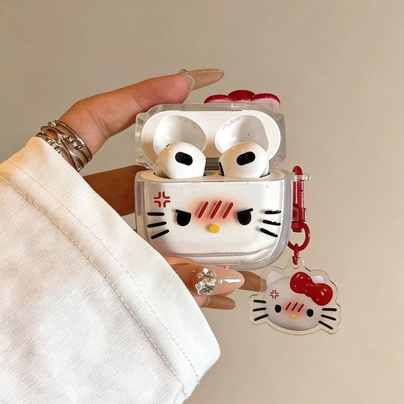 Angry KT Cat AirPods4 Bluetooth auriculares protectoras AirPodPro3 estuche Huaqiang Bei 5 generación