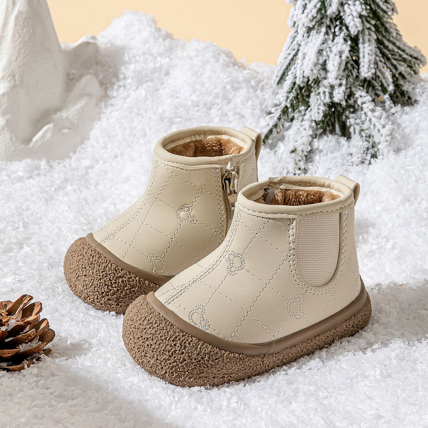 Autumn and winter new high-top plus velvet cotton shoes for girls
