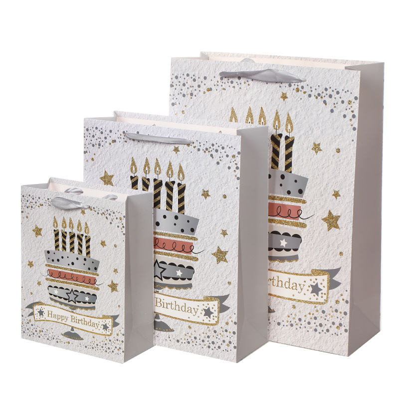 生日系列平板撒粉白卡手提袋外贸礼物包装纸袋新款现货回礼礼品袋
