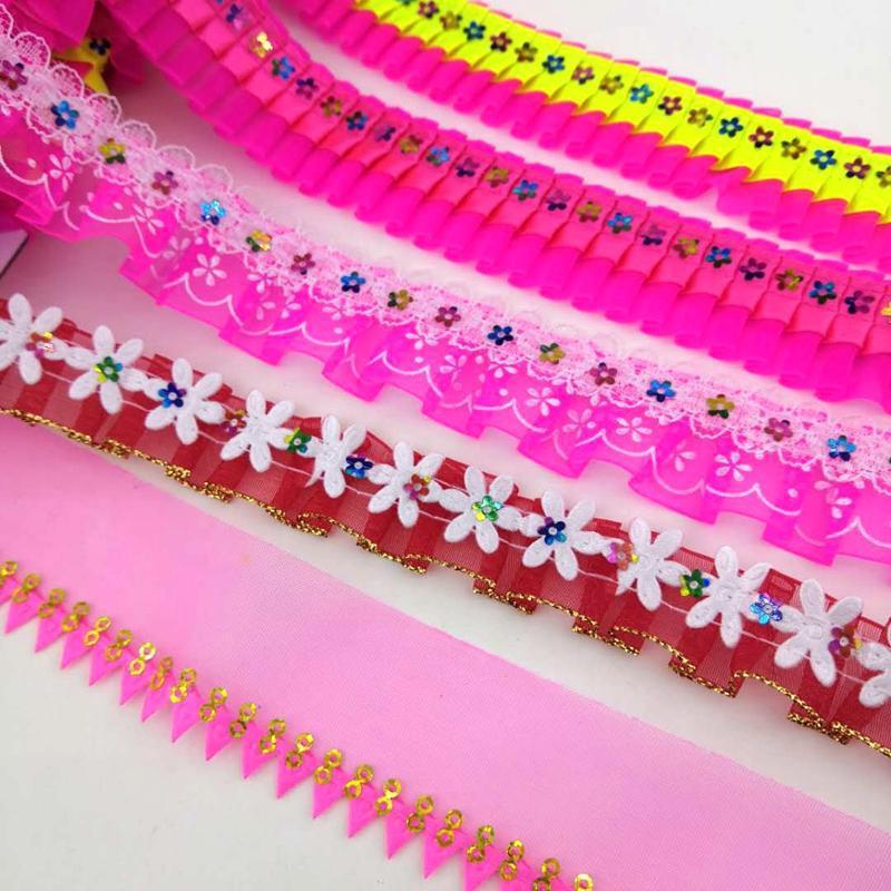 9米少数民族花边褶皱蕾丝手工花边辅料阿卯苗族服装贵州背衫配饰