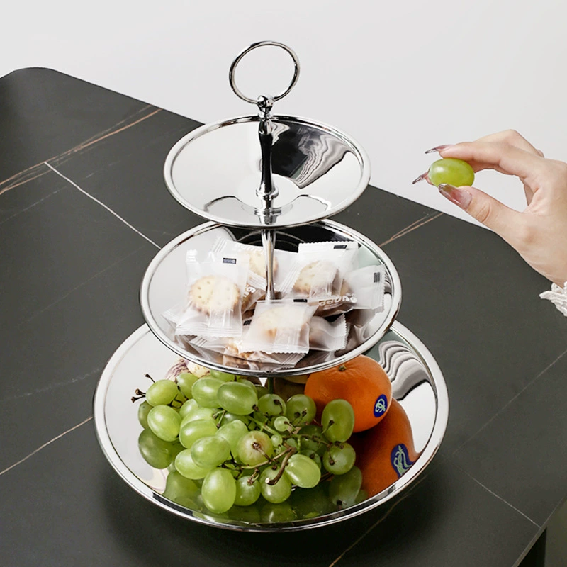 Wholesale thickened stainless steel third layer and second layer, second -layer, second -layer two -layer single -layer creative new fruit plate