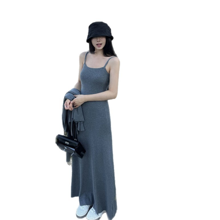 RHGD实拍 羊毛针织开衫吊带长裙套组|undefined