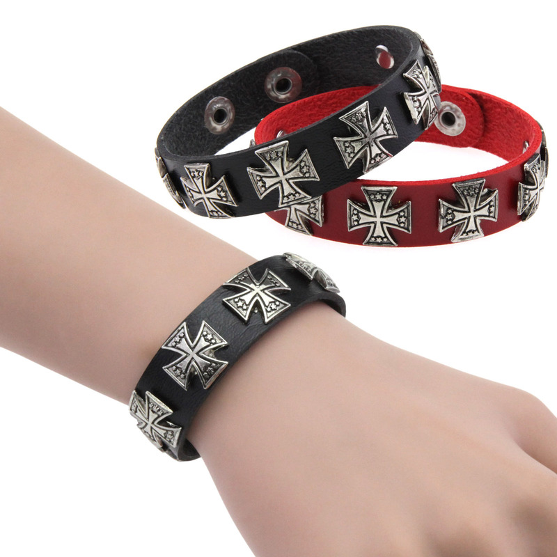 Vintage Stainless Steel Snap Handring Cool Alloy Cross Bracelet Trendy Men's Trendy Women's Leather Bracelet Bracelet Vintage Stainless Steel Snap Handring Cool Alloy Cross Bracelet Trendy Men's Trendy Women's Leather Bracelet Bracelet