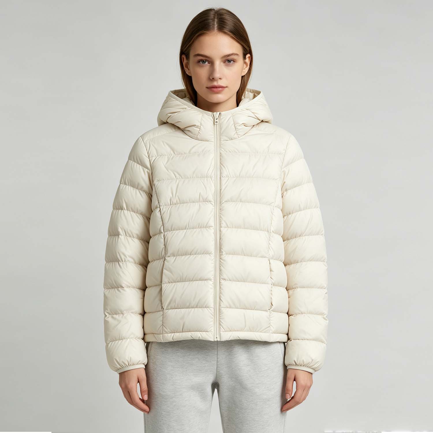 European and American cross-border autumn and winter warm cotton jacket for women, hooded, windproof, soft, high-end feel, versatile with pockets and zipper
