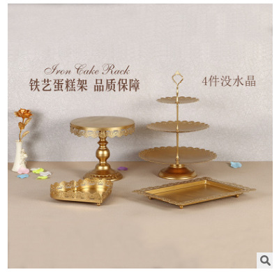 Estilo europeo de oro postre decoración de la Mesa soporte de exhibición de la boda de postre pastel estante decoración mesa té de la tarde Merienda stand combinación image 8