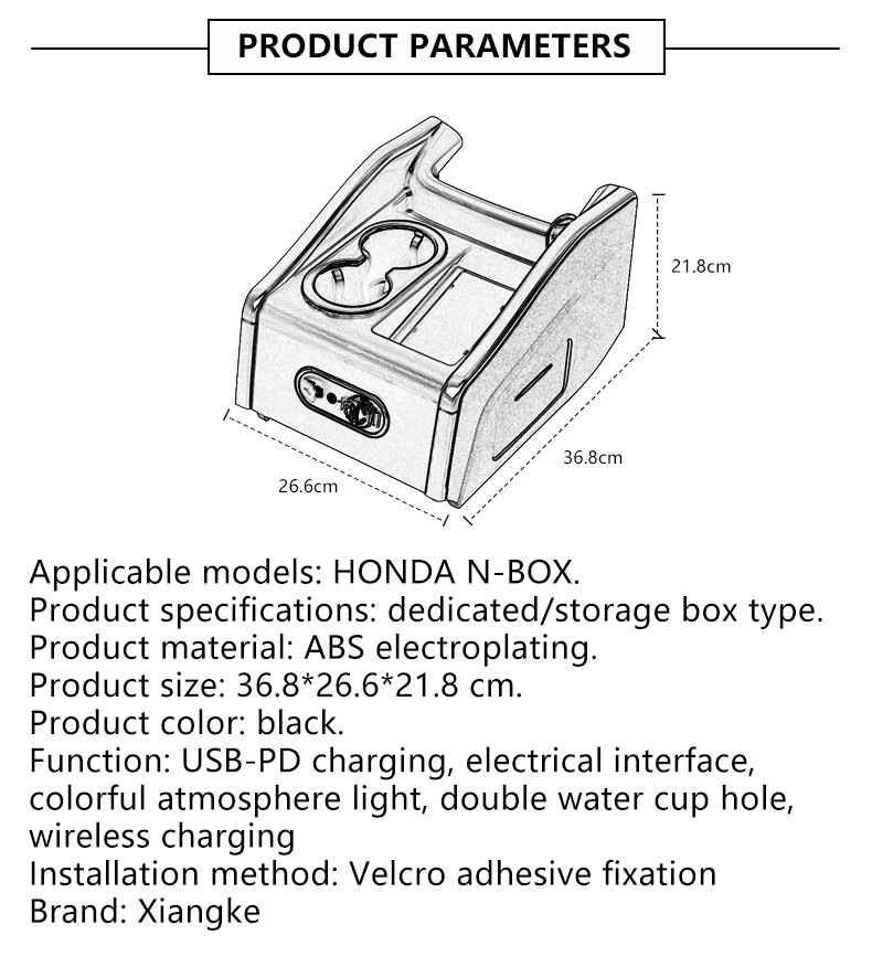 Special Right-Hand Drive Honda N-Box Armrest Box Jf5/Jf6 Nbox Car Armrest Box Front Seat Storage Box