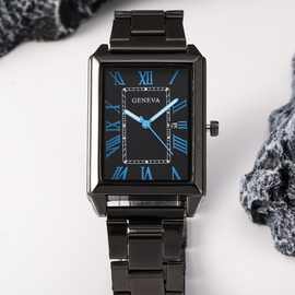 方形热销假钢带男士日历手表商务石英表时尚时装表现货学生