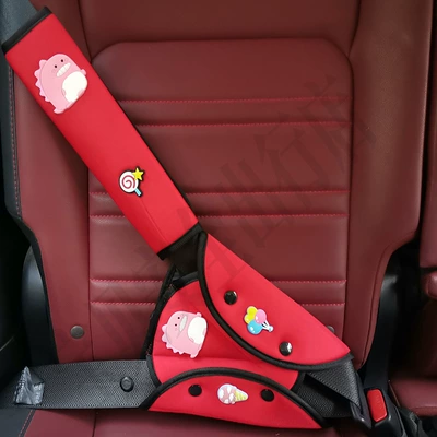 Device for Rear Seat Babies | Seat belt shoulder pad - red-dinosaur-suit