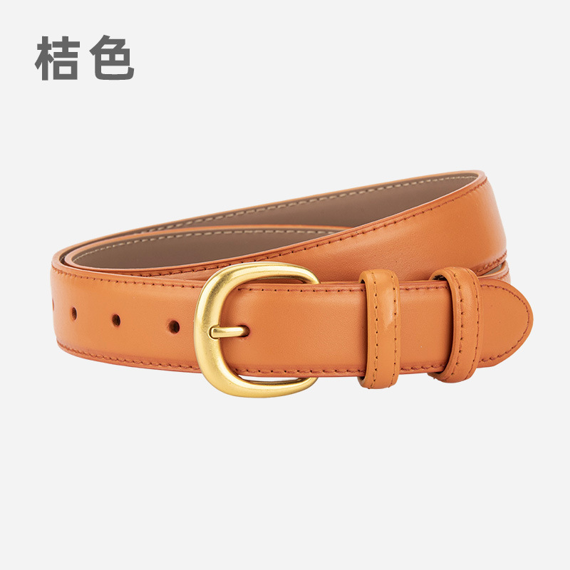 真皮腰带女士高级感配直筒牛仔裤百搭高级感简约金扣女士皮带工厂|undefined