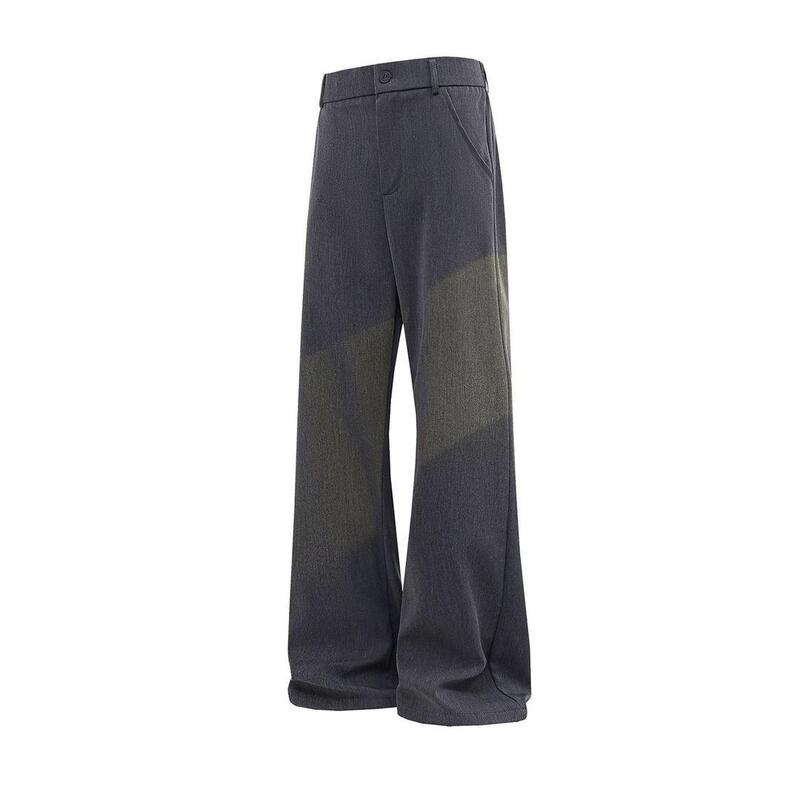 American-Style Cleanfit Four-Thread Embroidery Slimming Flared High-End Gray Casual Trousers with Drape Effect for Men and Women