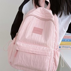 高颜值双肩背包纯色大学生简约学院风书包女生高中生初中学生背包