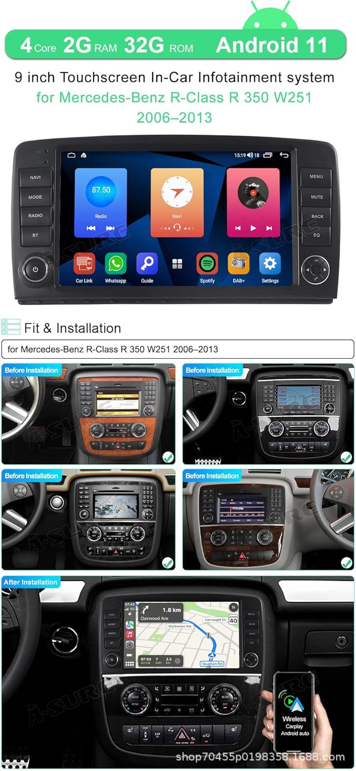 Cross-border suitable for BENZ Mercedes-Benz R-Class W251 R300 car radio multimedia GPS Android navigation