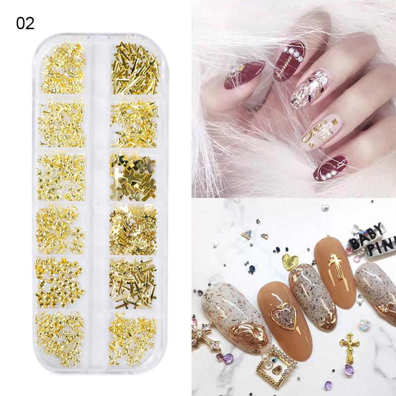 Taifei manicura nuevo japonés 12-rejilla clavo remache joyería traje aleación sólido semicírculo parche de metal