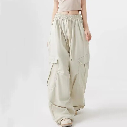 Slim Fit American Style Ins Black Work Pants for Men and Women, Drawstring Design, Casual Wide Leg Pants, Relaxed Fit Jazz Dance Pants
