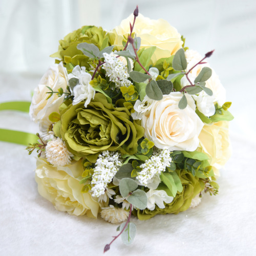 Eternal Angel 944 green long streamer bouquet, simulated silk series, bride and groom bouquet
