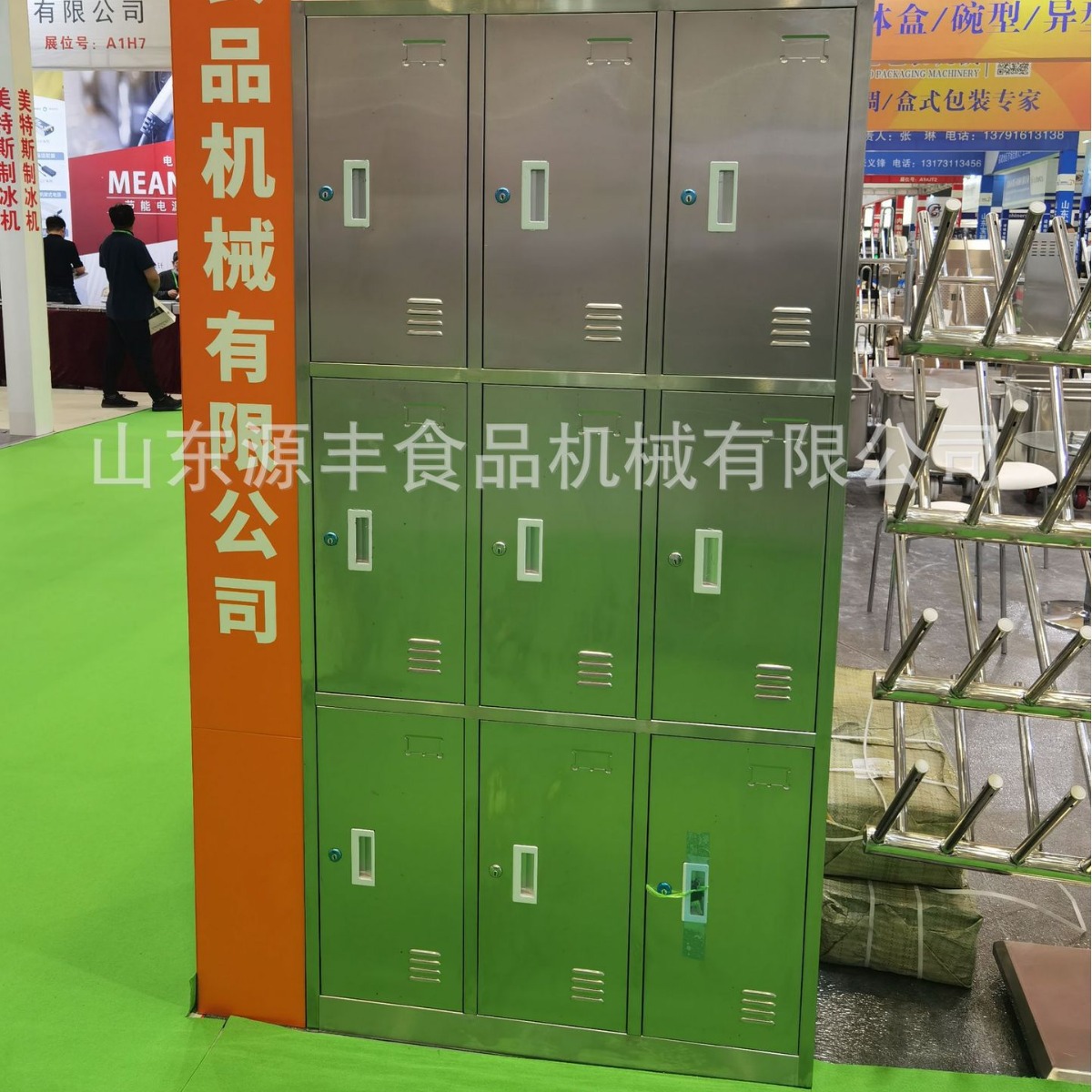 304不锈钢更衣柜九门员工更衣室无尘净化车间带锁储物柜