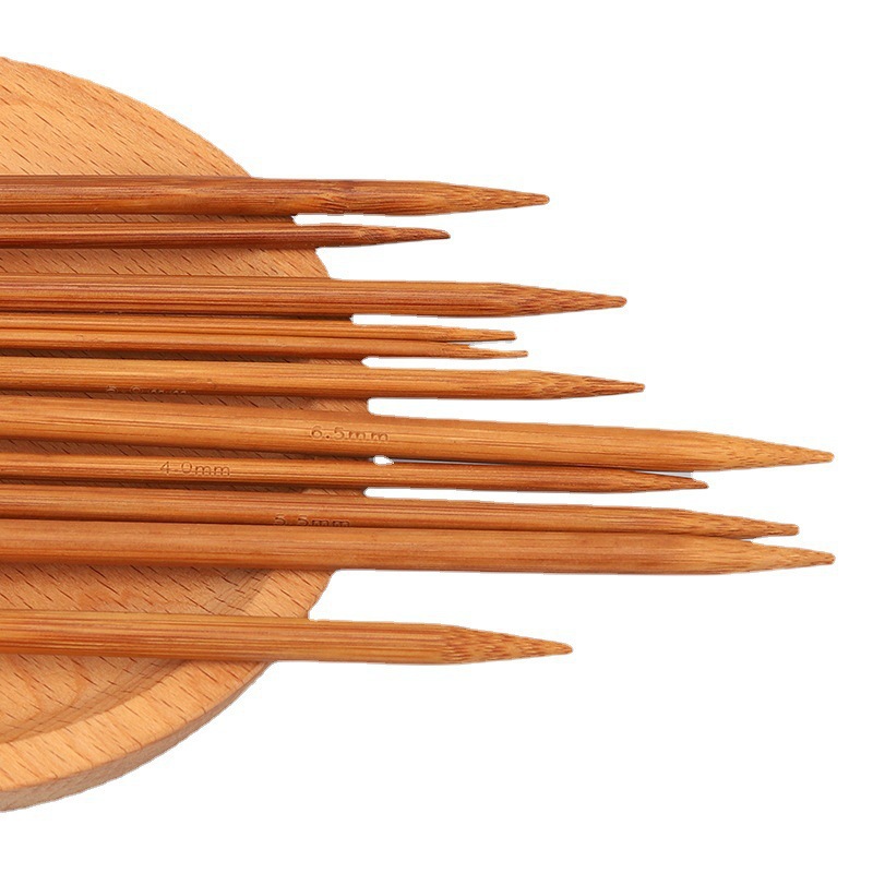 BWY Hielo Lluvia Aguja de bambú tejida Aguja recta 15 Pagar un juego de 20CM 5 Bolsas Aguja de suéter Aguja de bambú carbonizado