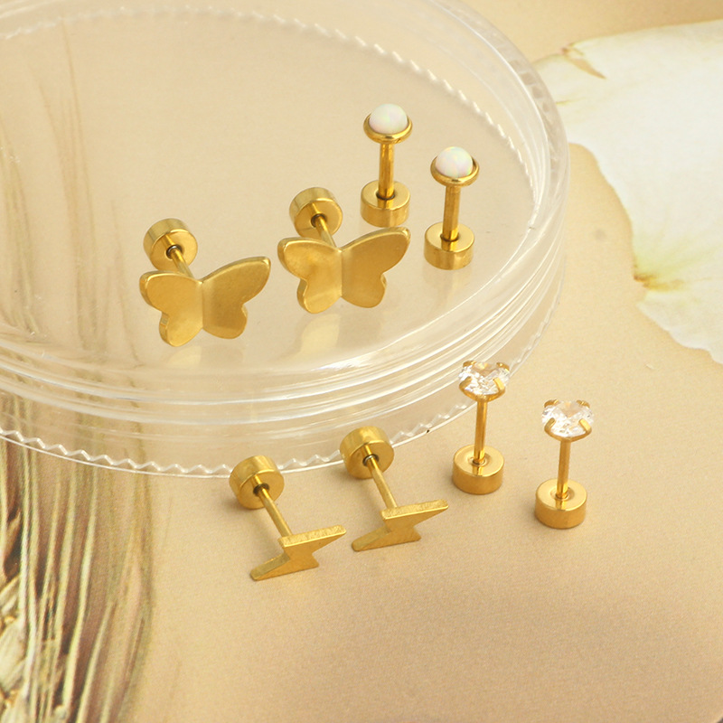 Amazon Hot Sale Stainless Steel Ear Studs Bone Nails Barbell Wafer Earrings Combination Set Body Piercing Jewelry detail image 13