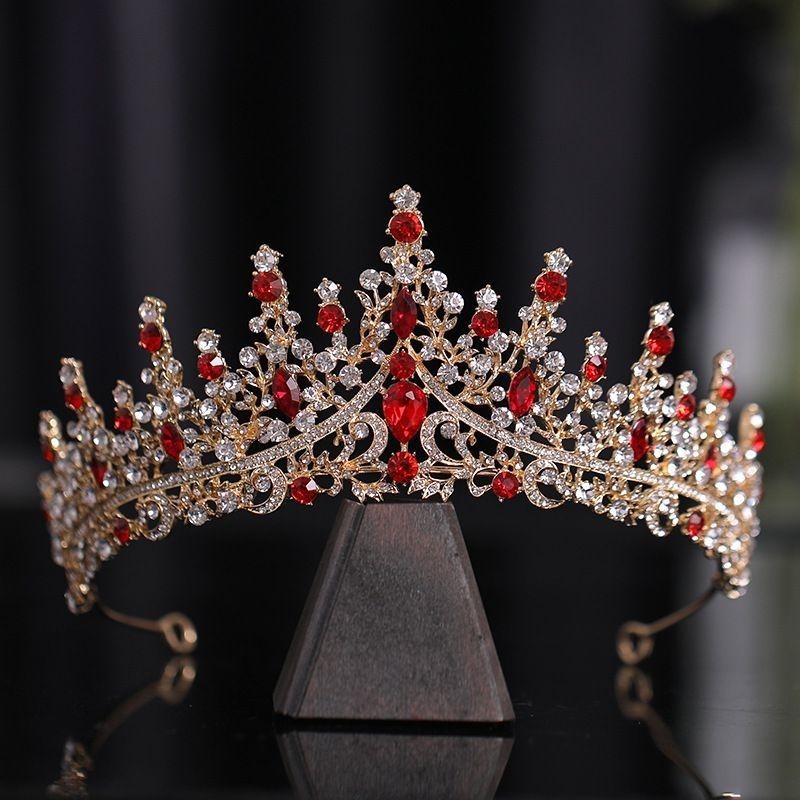 Corona de novia roja estilo coreano nueva corona de boda princesa accesorios vestido de boda vestidos de cabello coroa de cumpleaños