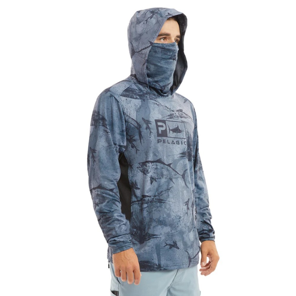 Pelagic Fishing Hoodies Fishing Clothes Hooded Long-sleeved Turtleneck Shirt Mask Scarf
