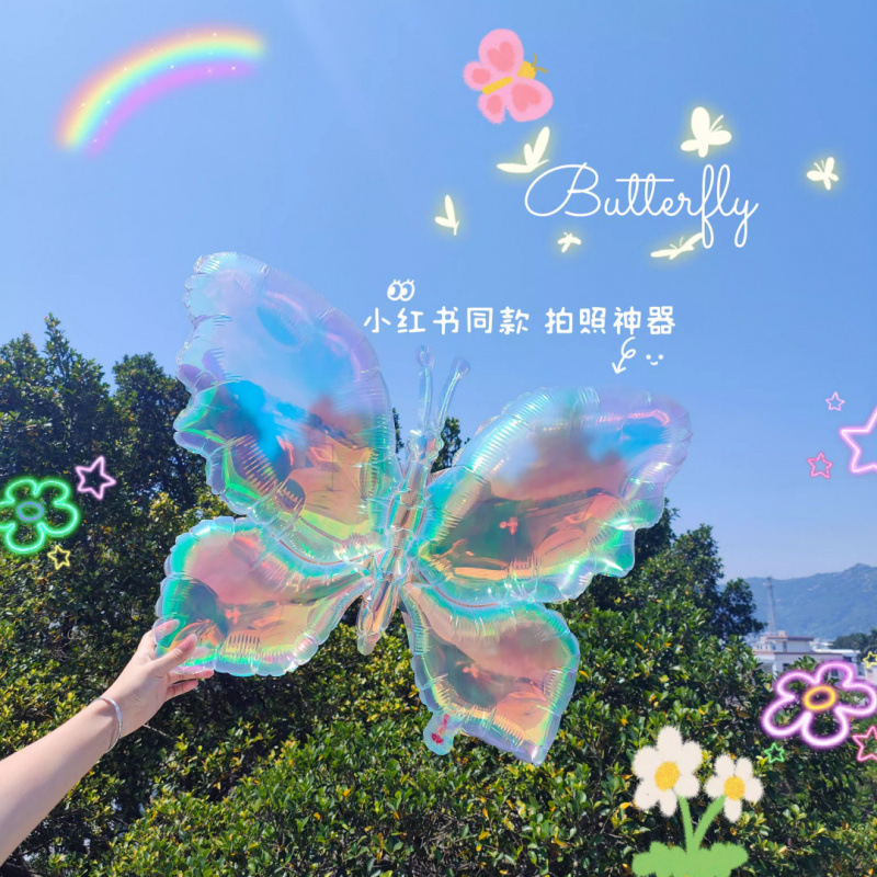 新しいレーザーカラフルな透明なカラフルなリボン子供用アルミフィルムバルーンピーチハート誕生日パーティーレイアウトスタイル|undefined